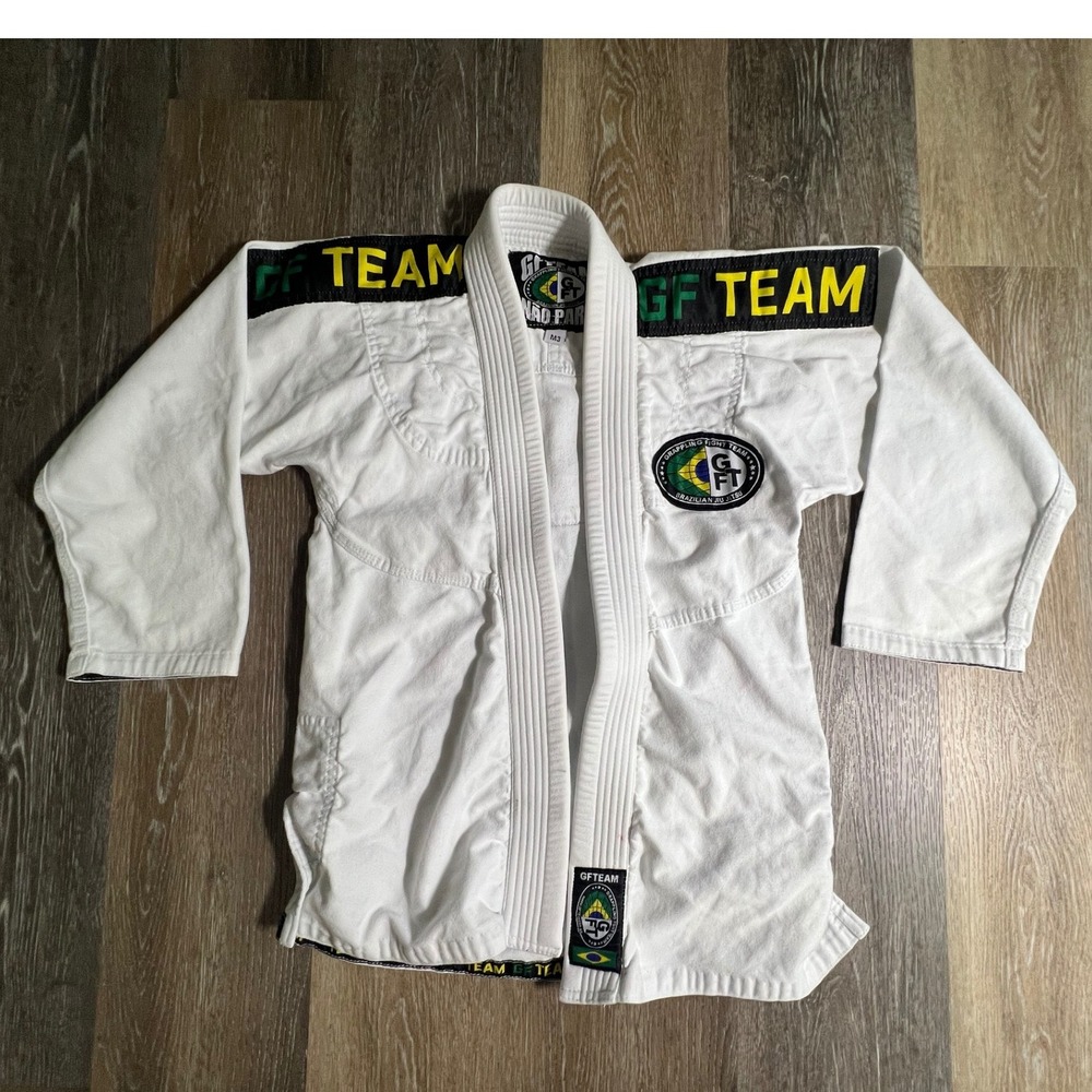 GF Team BJJ Gi Top Kimono Kids Size M3 White Grappling Jiu Jitsu Jacket